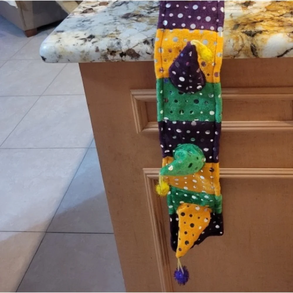 NEW - Mardi Gras Jester hat in purple gold green and sequin embellishment & tail